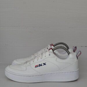 Skechers Sport Court 92 White Sneakers Men's 8 Athletic Shoes Navy Blue Red